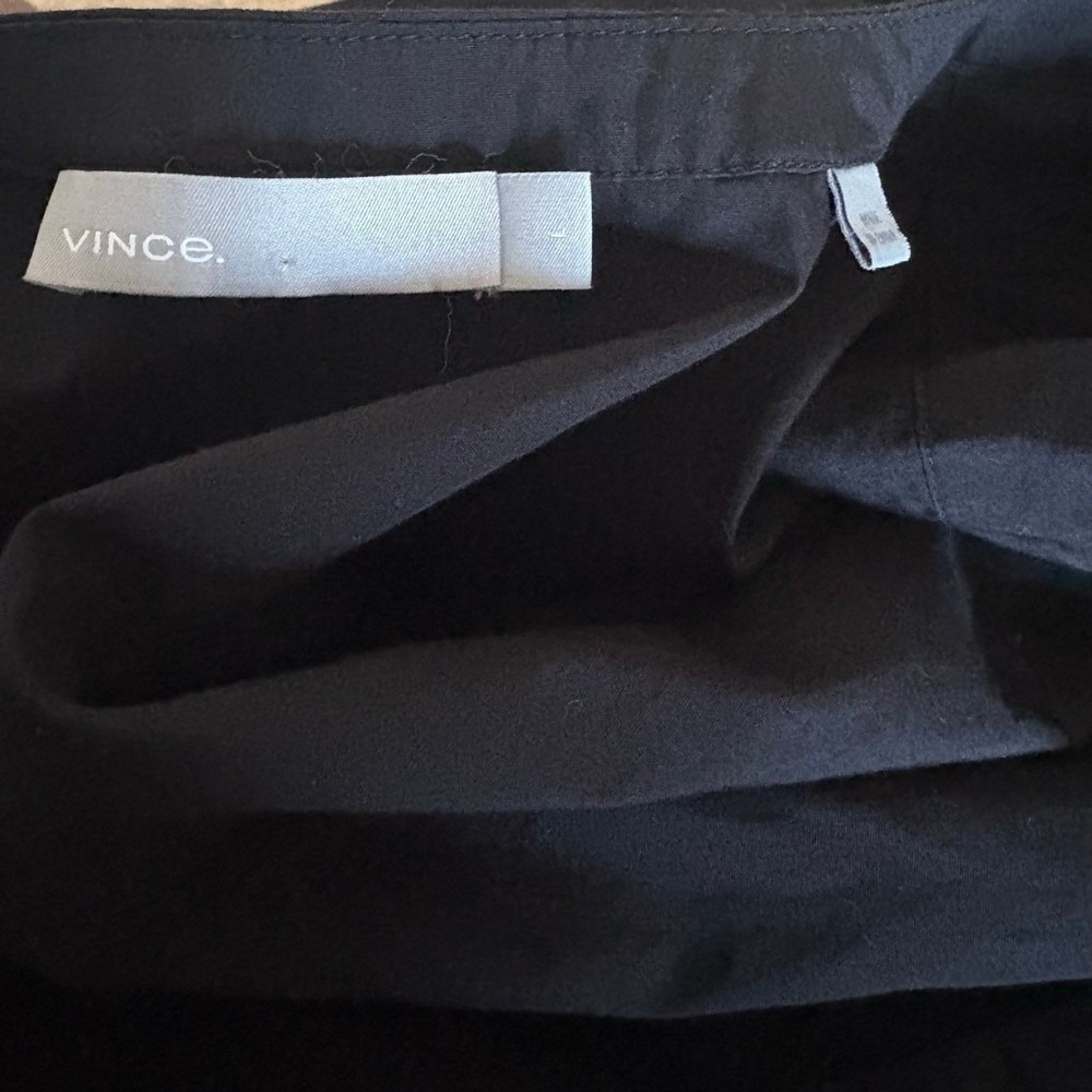 Vince Black Cotton Short Sleeve Split Neck Shift Dress VX59650951 L - Picture 8 of 14